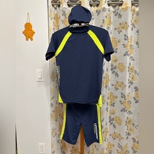 Swim suit with cap for youth or big boy